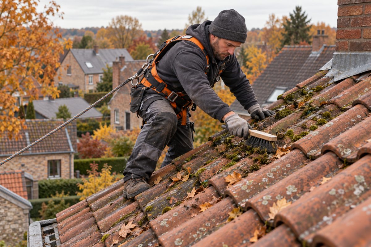 Démoussage de toiture en automne : prix, méthodes et bons réflexes en Belgique